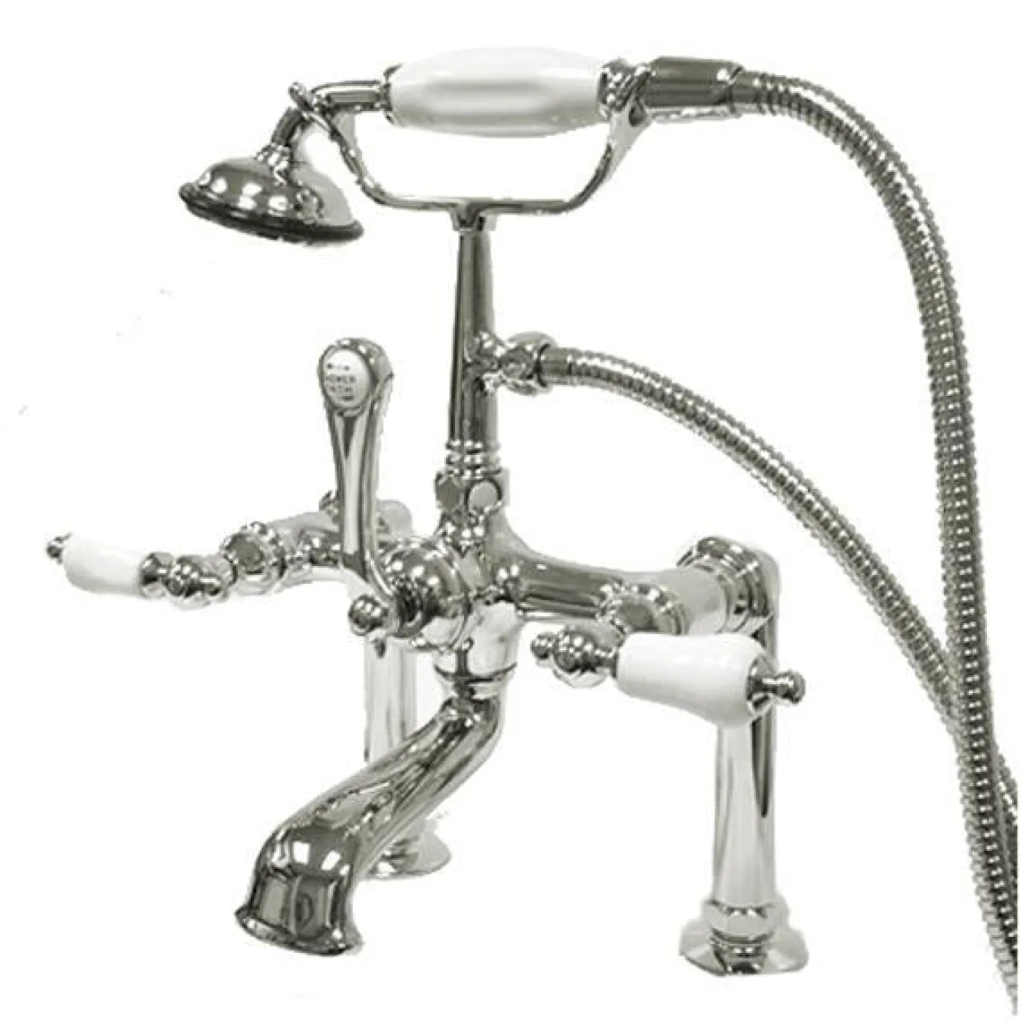 Kingston Brass Vintage 7" Deck Mount Clawfoot Tub Filler with Hand Shower