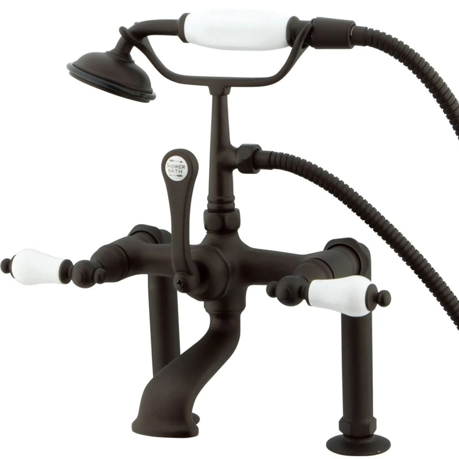 Kingston Brass Vintage 7" Deck Mount Clawfoot Tub Filler with Hand Shower