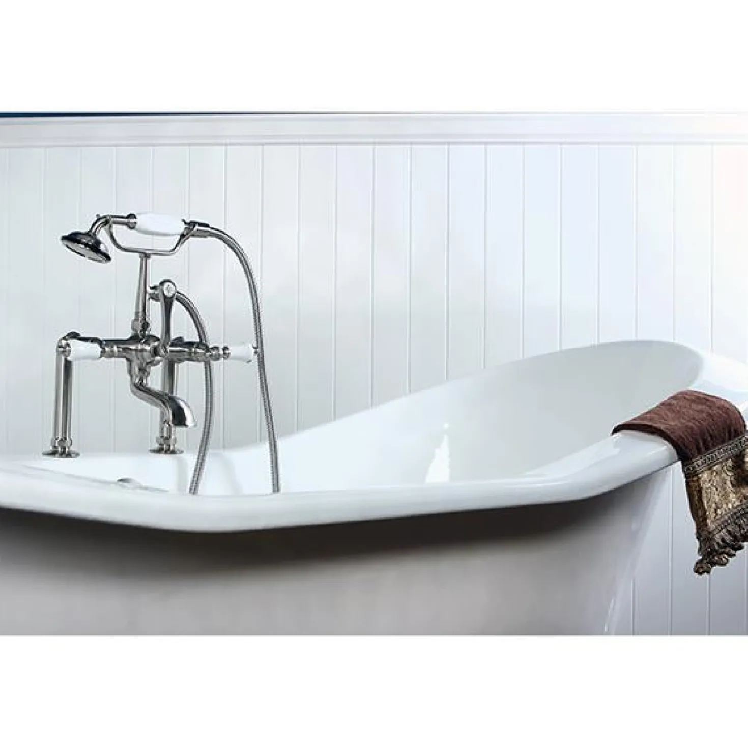 Kingston Brass Vintage 7" Deck Mount Clawfoot Tub Filler with Hand Shower