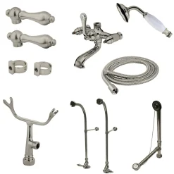 Kingston Brass Vintage Freestanding Clawfoot Tub Faucet Combo in Brushed Nickel