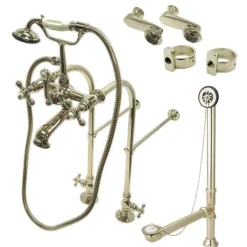 Kingston Brass Vintage Freestanding Clawfoot Tub Faucet Package with Metal Cross Handles