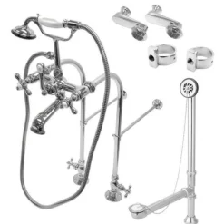 Kingston Brass Vintage Freestanding Clawfoot Tub Faucet Package with Metal Cross Handles