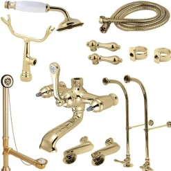 Kingston Brass Vintage Freestanding Clawfoot Tub Faucet Package with Metal Lever Handles