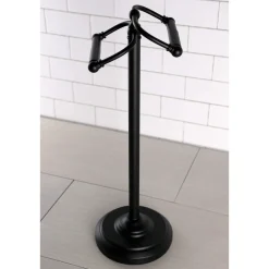 Kingston Brass Vintage Freestanding Double Roll Toilet Paper Holder in Matte Black