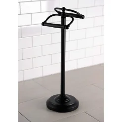 Kingston Brass Vintage Freestanding Double Roll Toilet Paper Holder in Matte Black