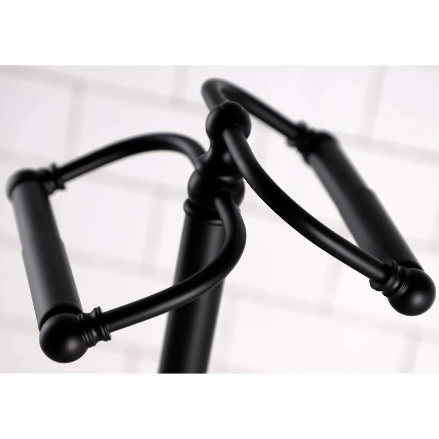 Kingston Brass Vintage Freestanding Double Roll Toilet Paper Holder in Matte Black