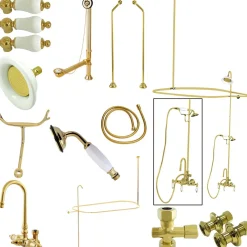 Kingston Brass Vintage High Rise Gooseneck Clawfoot Tub and Shower Package with Lever Handles