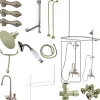 Kingston Brass Vintage High Rise Gooseneck Clawfoot Tub and Shower Package with Metal Lever Handles