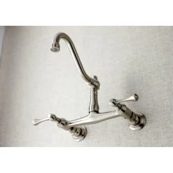 Kingston Brass Vintage 2-Hole Wall Mount Bathroom Faucet