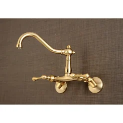 Kingston Brass Vintage 6-Inch Adjustable Center Wall Mount Kitchen Faucet