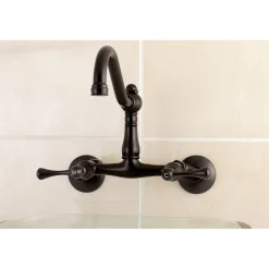 Kingston Brass Vintage 6-Inch Adjustable Center Wall Mount Kitchen Faucet