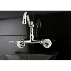 Kingston Brass Vintage 6-Inch Adjustable Center Wall Mount Kitchen Faucet