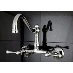 Kingston Brass Vintage 6-Inch Adjustable Center Wall Mount Kitchen Faucet