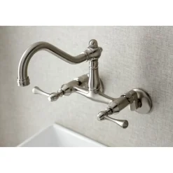 Kingston Brass Vintage 6-Inch Adjustable Center Wall Mount Kitchen Faucet