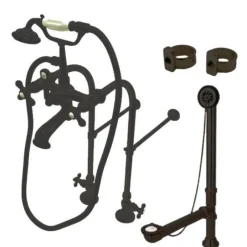 Kingston Brass Vintage Metal Cross Handles Freestanding Clawfoot Tub Faucet Package
