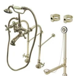 Kingston Brass Vintage Metal Cross Handles Freestanding Clawfoot Tub Faucet Package