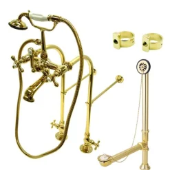 Kingston Brass Vintage Metal Cross Handles Freestanding Clawfoot Tub Faucet Package