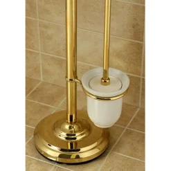 Kingston Brass Vintage Pedestal Toilet Paper and Brush Holder in Polished Brass