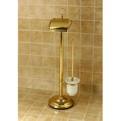 Kingston Brass Vintage Pedestal Toilet Paper and Brush Holder in Polished Brass