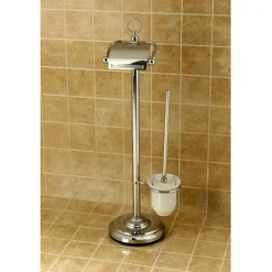 Kingston Brass Vintage Pedestal Toilet Paper and Brush Holder in Polished Chrome