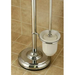 Kingston Brass Vintage Pedestal Toilet Paper and Brush Holder in Polished Chrome