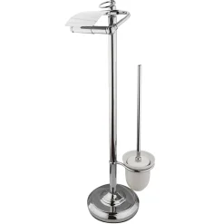 Kingston Brass Vintage Pedestal Toilet Paper and Brush Holder in Polished Chrome