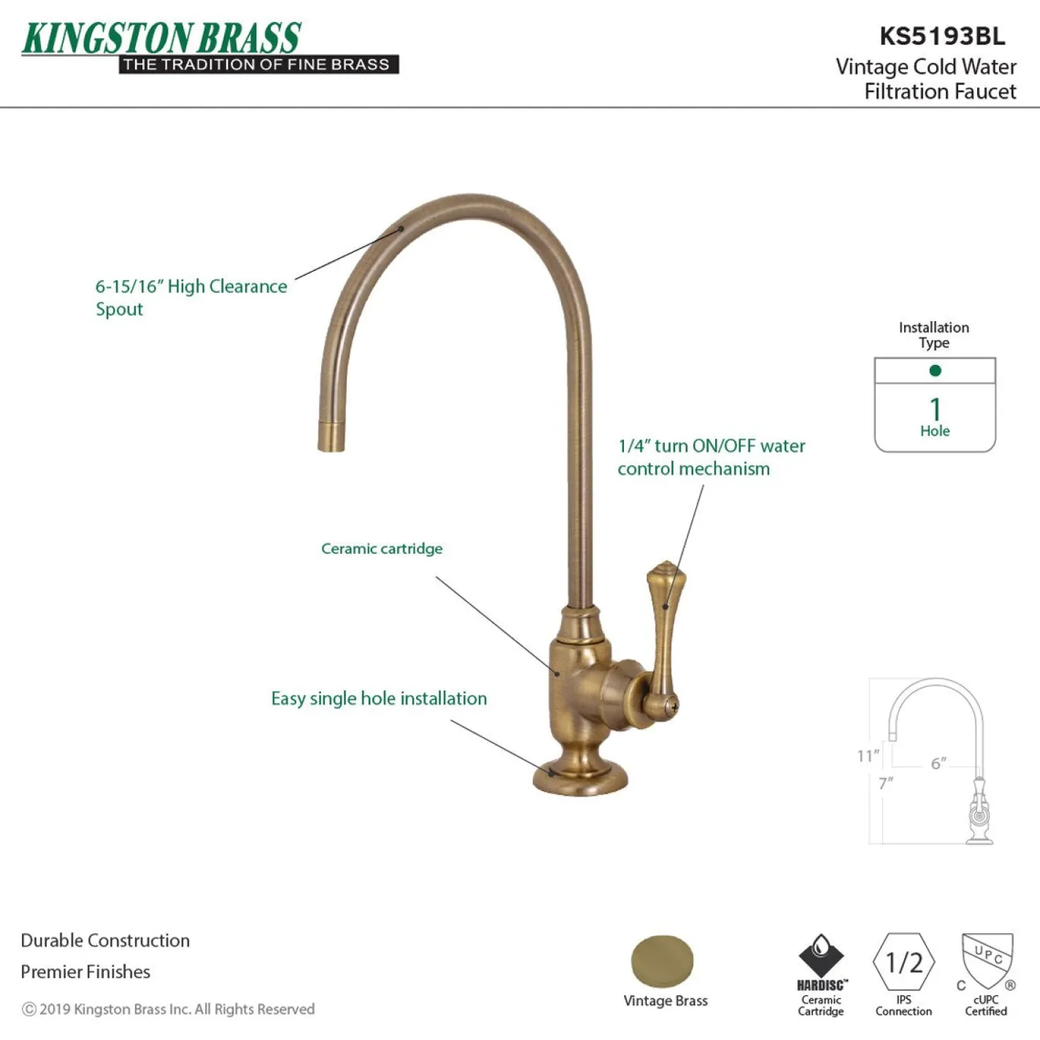 Kingston Brass Vintage Single-Handle Water Filtration Faucet