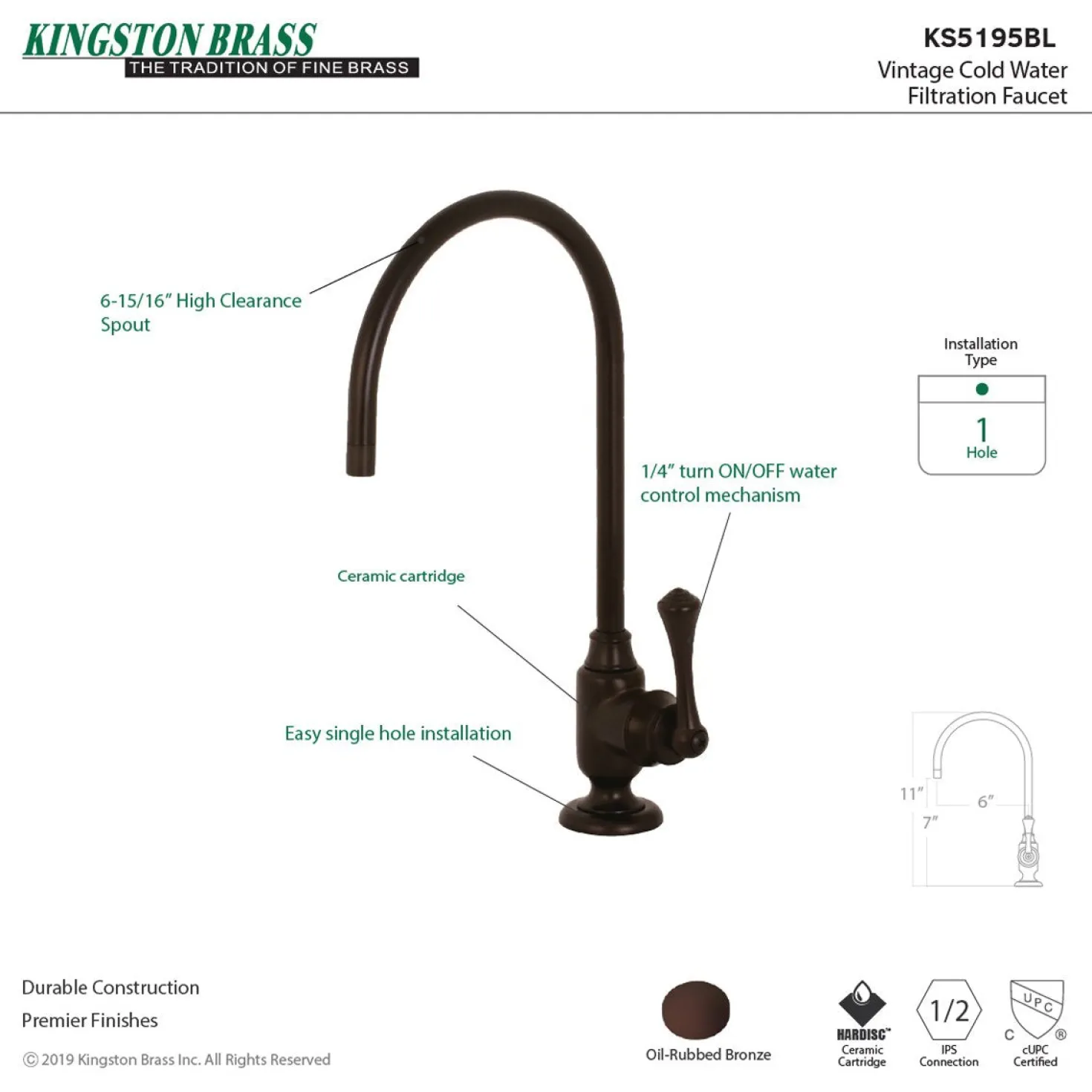 Kingston Brass Vintage Single-Handle Water Filtration Faucet