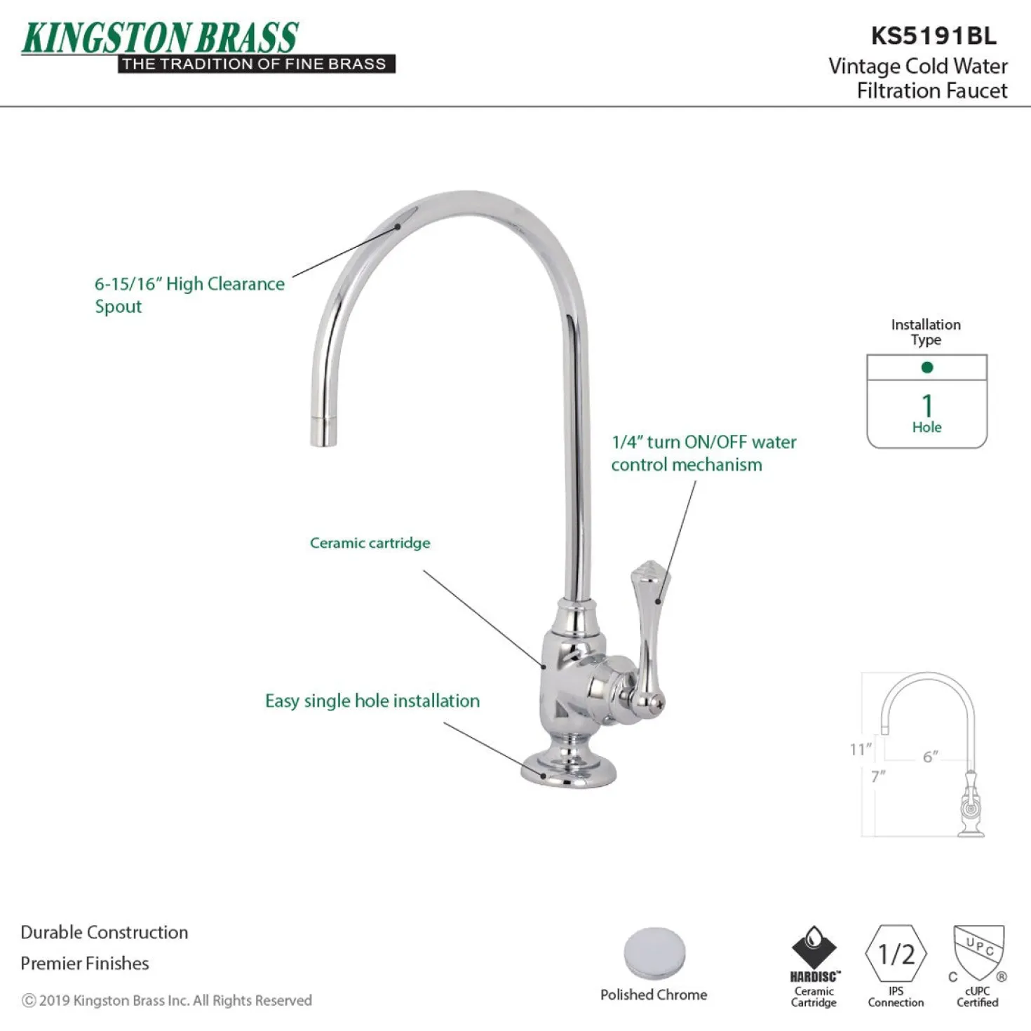 Kingston Brass Vintage Single-Handle Water Filtration Faucet