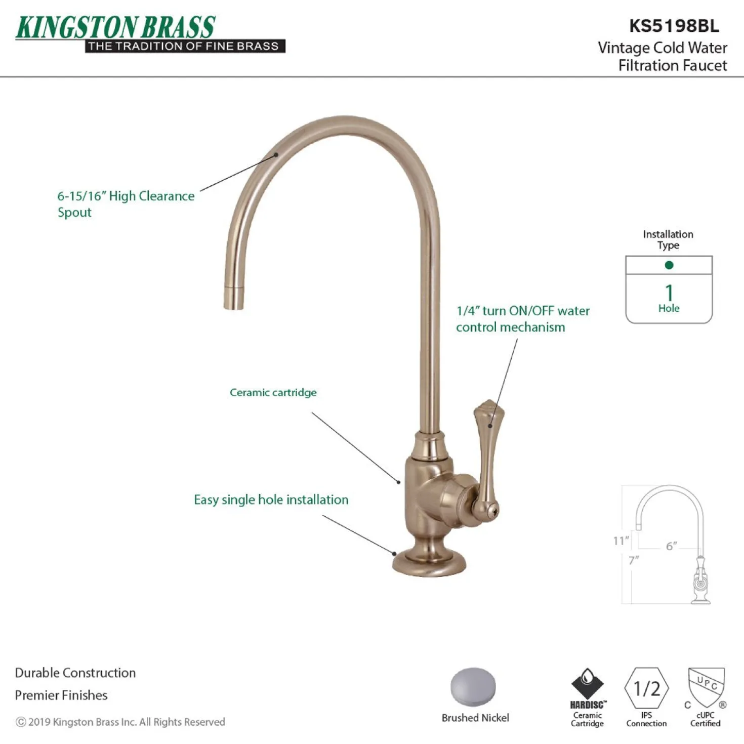 Kingston Brass Vintage Single-Handle Water Filtration Faucet
