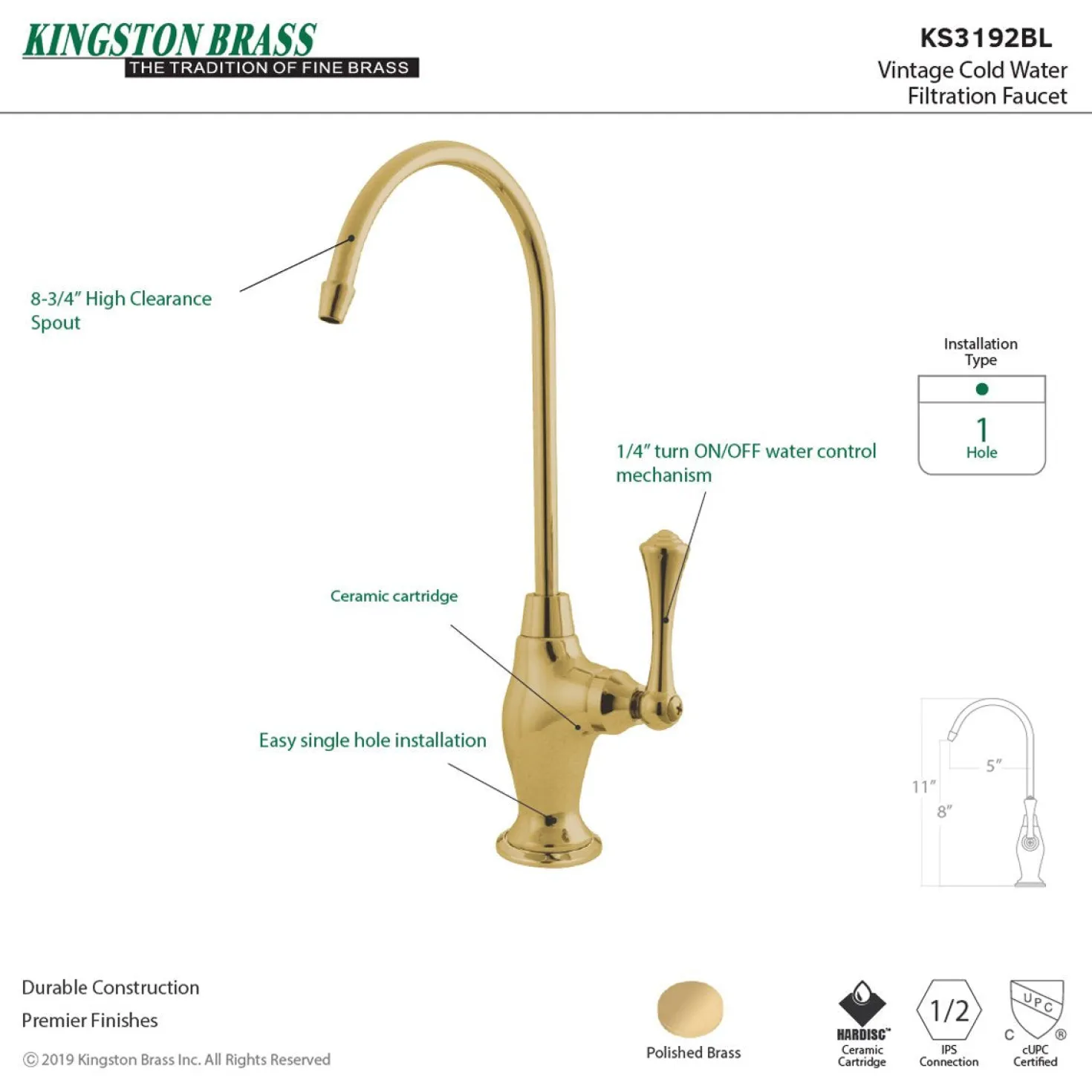 Kingston Brass Vintage Single Handle Water Filtration Faucet