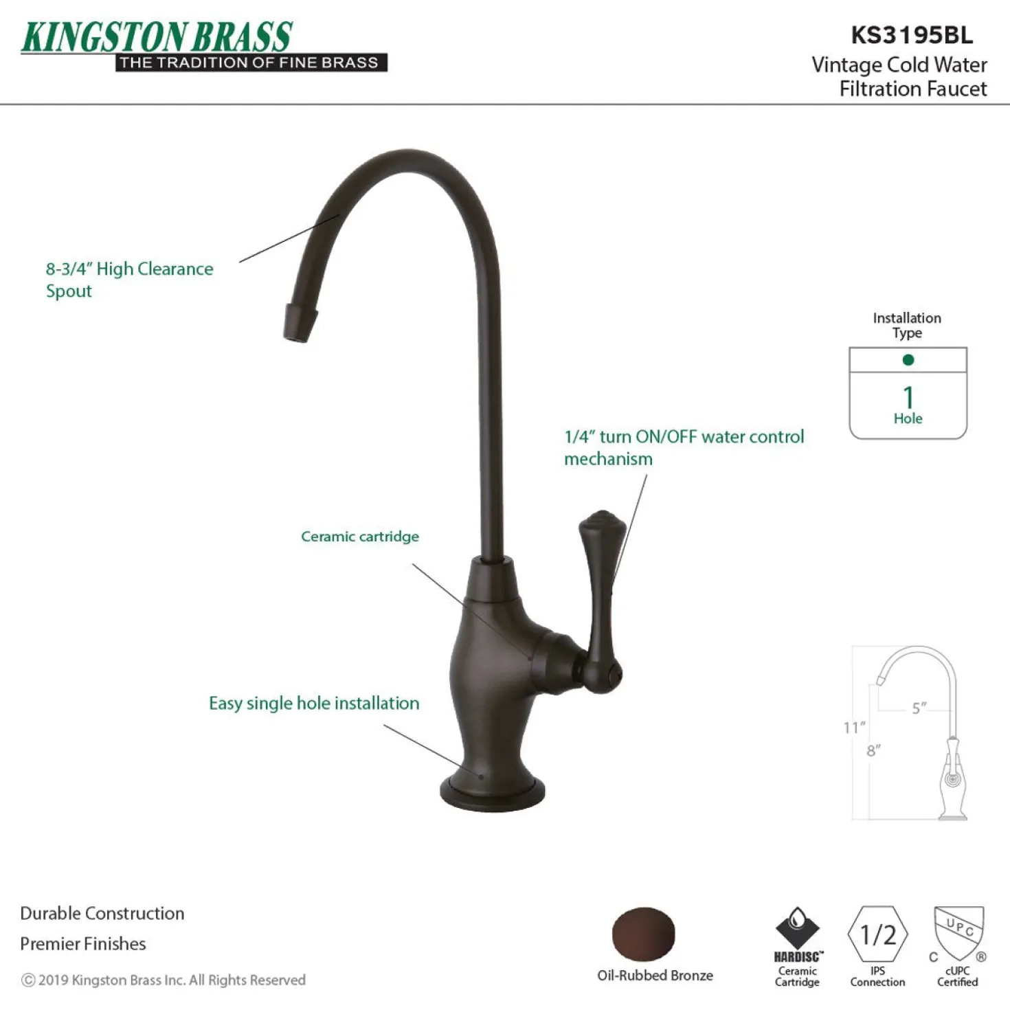 Kingston Brass Vintage Single Handle Water Filtration Faucet