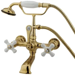 Kingston Brass Vintage 7" Spread Classic Wall Mount Clawfoot Tub Filler Faucet with Hand Shower