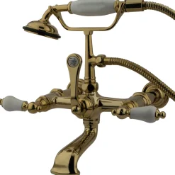 Kingston Brass Vintage 7" Spread Wall Mount Clawfoot Tub Filler Faucet with Hand Shower