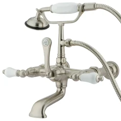 Kingston Brass Vintage 7" Spread Wall Mount Clawfoot Tub Filler Faucet with Hand Shower