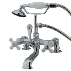 Kingston Brass Vintage 7" Spread Classic Clawfoot Deck Mount Tub Filler with Hand Shower