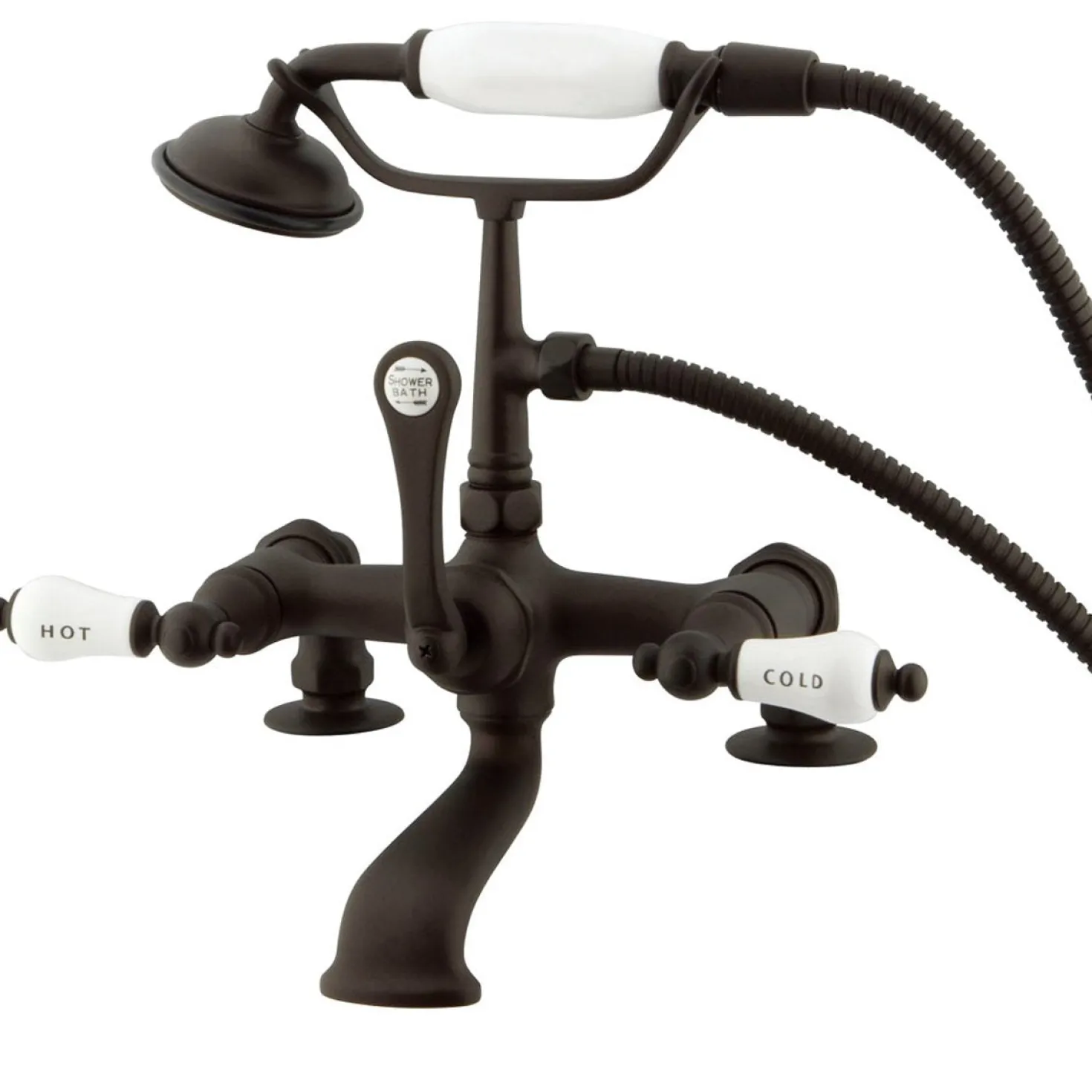 Kingston Brass Vintage 7" Spread Clawfoot Deck Mount Tub Filler with Hand Shower