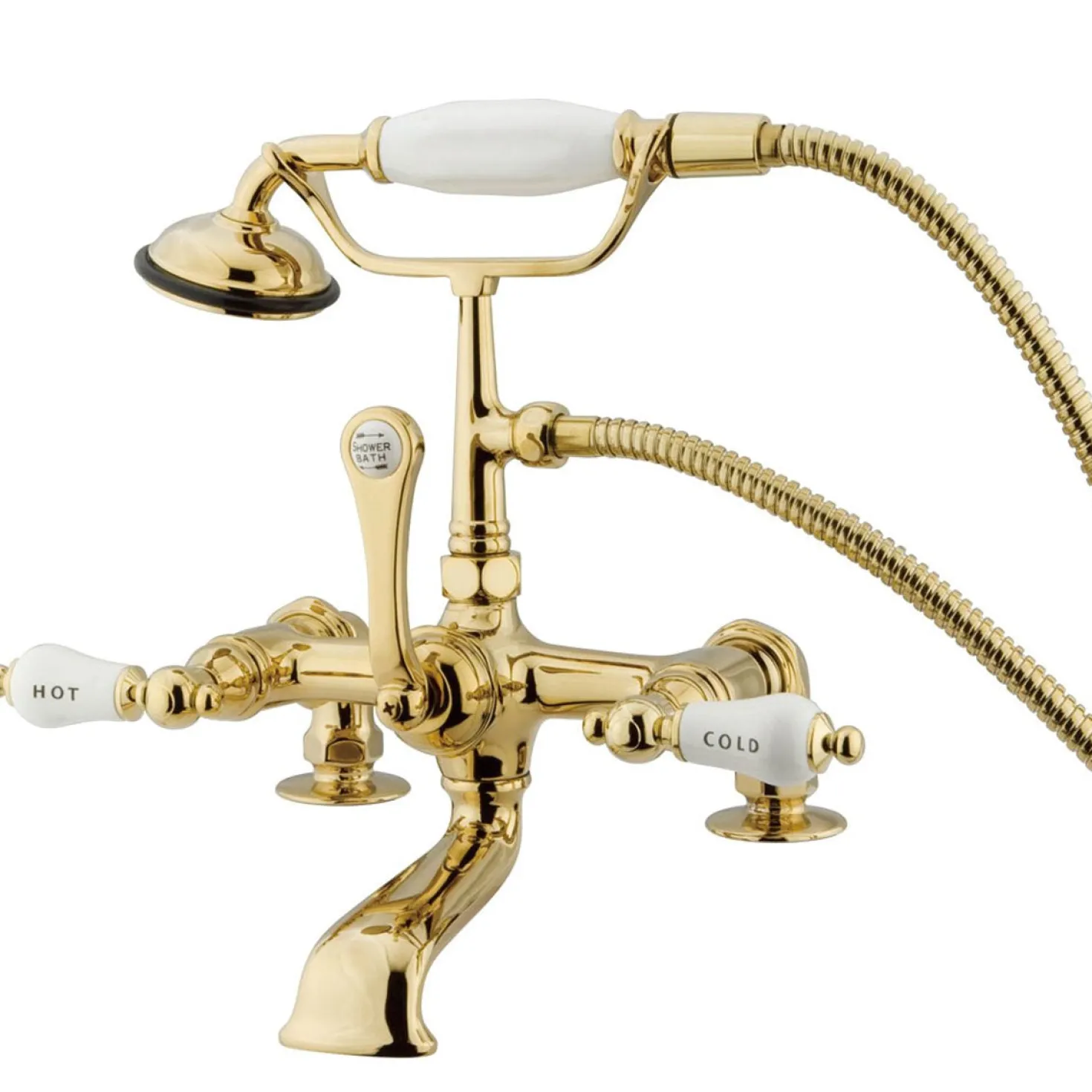 Kingston Brass Vintage 7" Spread Clawfoot Deck Mount Tub Filler with Hand Shower