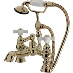 Kingston Brass Vintage 7" Spread Classic Deck Mount Clawfoot Tub Filler with Hand Shower