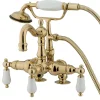 Kingston Brass Vintage 3-3/8" Spread Deck Mount Clawfoot Tub Filler with Hand Shower