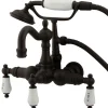 Kingston Brass Vintage 3-3/8" Spread Wall Mount Clawfoot Tub Filler with Hand Shower