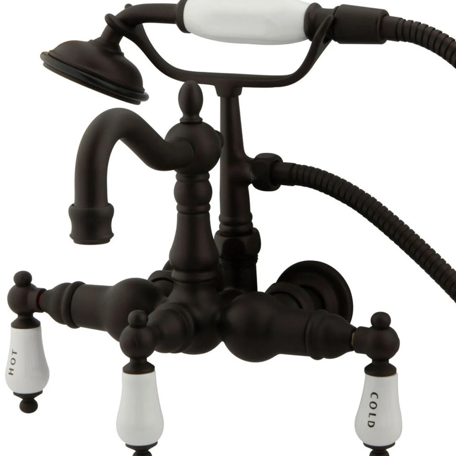 Kingston Brass Vintage 3-3/8" Spread Wall Mount Clawfoot Tub Filler with Hand Shower