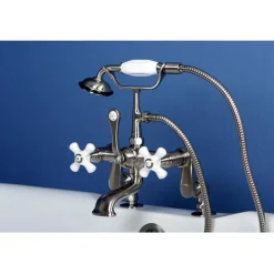 Kingston Brass Vintage 3" to 12" Classic Deck Mount Clawfoot Tub Filler with Hand Shower