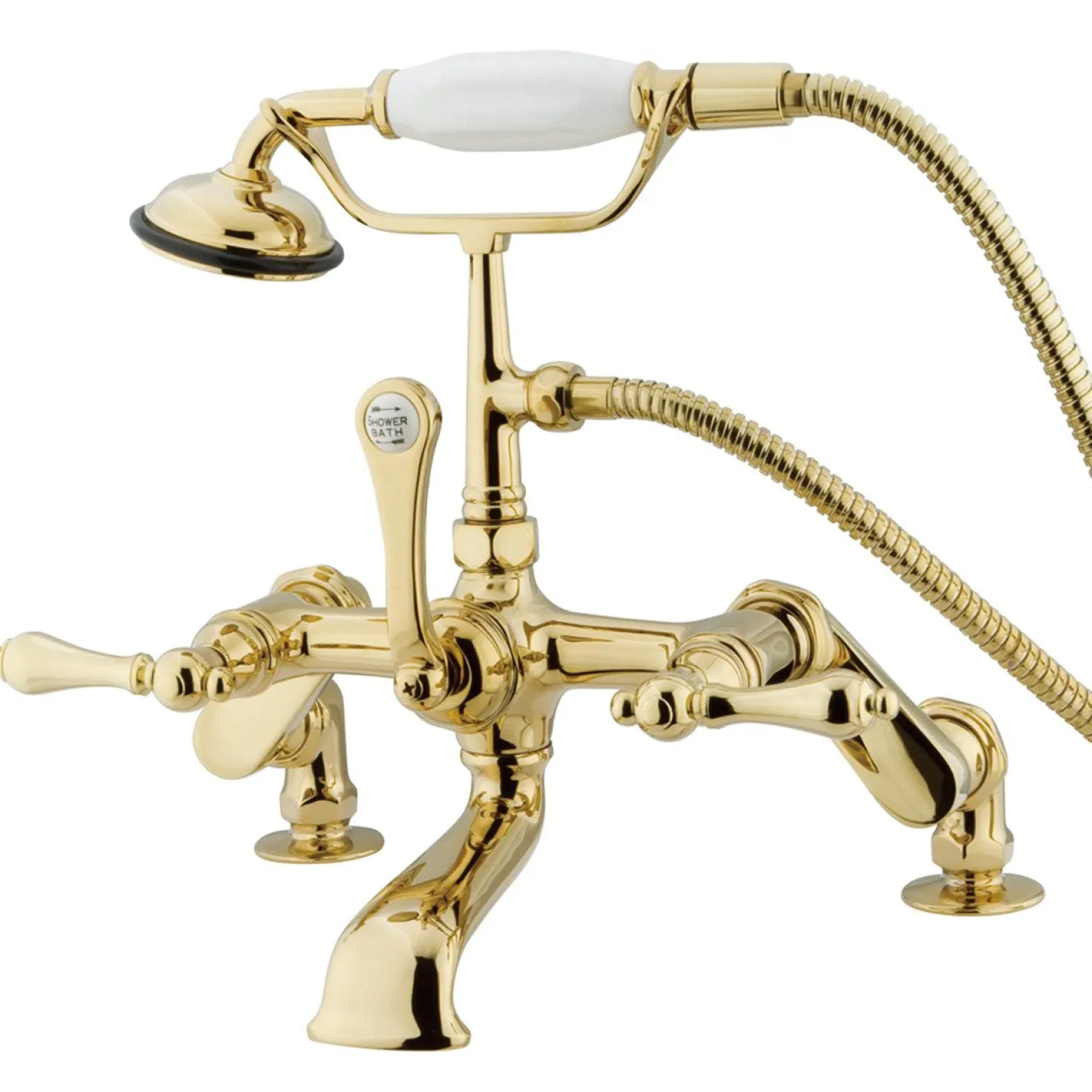 Kingston Brass Vintage 3" to 12" Deck Mount Clawfoot Tub Filler Faucet with Hand Shower