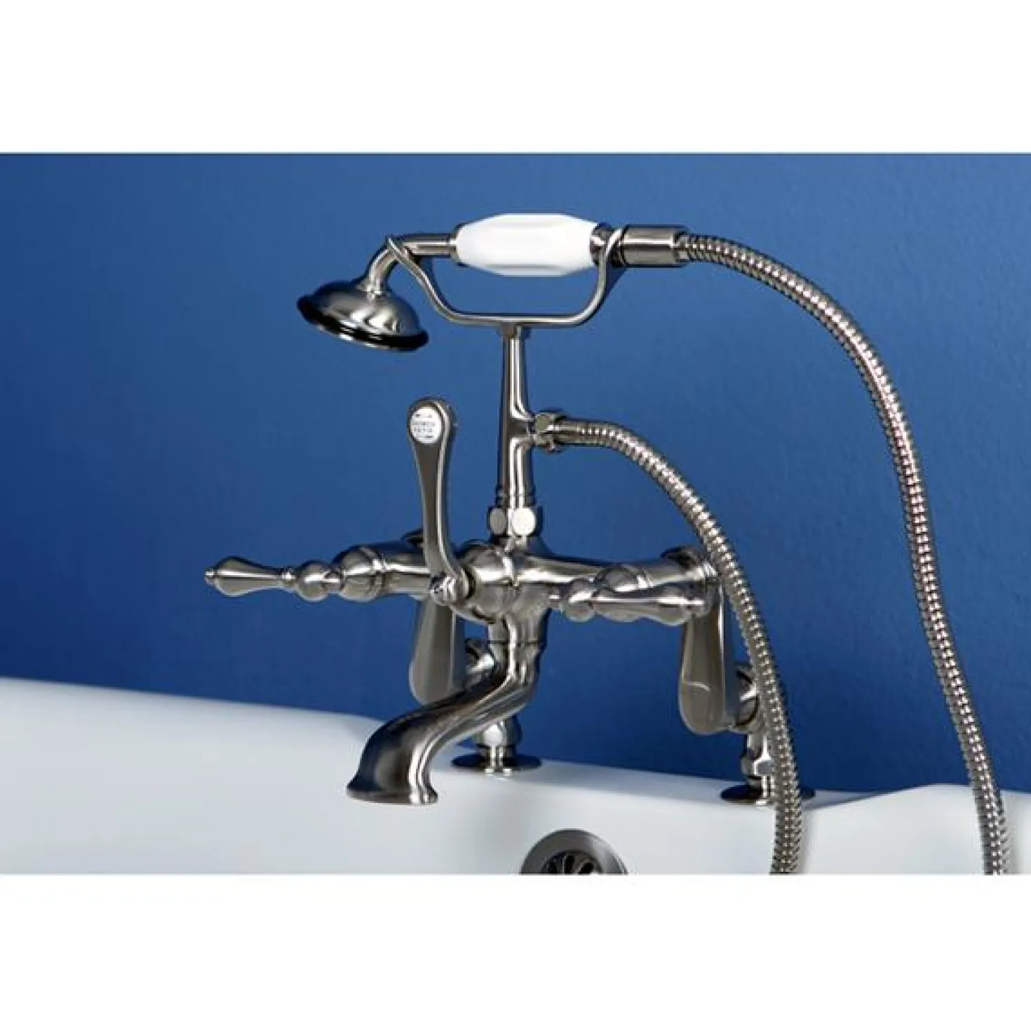 Kingston Brass Vintage 3" to 12" Deck Mount Clawfoot Tub Filler Faucet with Hand Shower