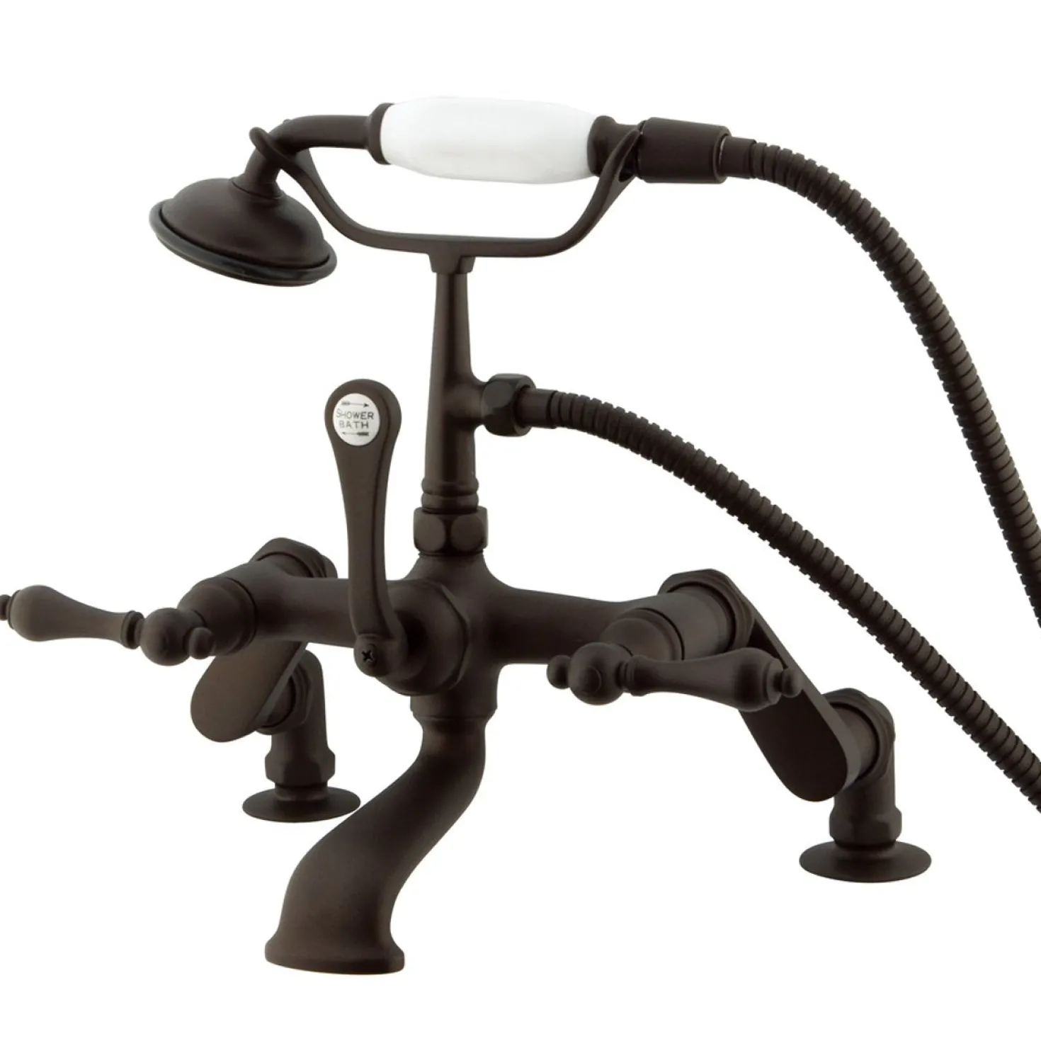 Kingston Brass Vintage 3" to 12" Deck Mount Clawfoot Tub Filler Faucet with Hand Shower
