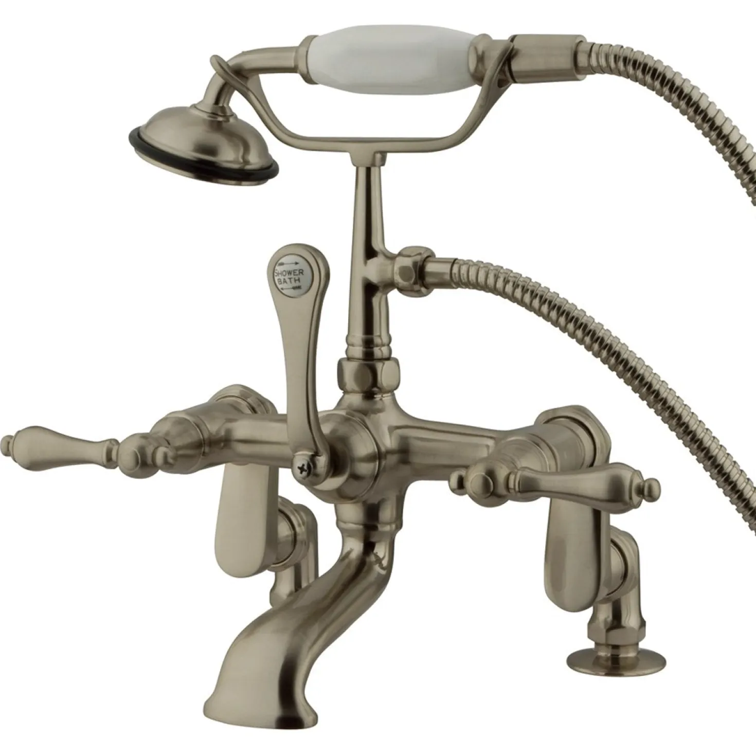 Kingston Brass Vintage 3" to 12" Deck Mount Clawfoot Tub Filler Faucet with Hand Shower