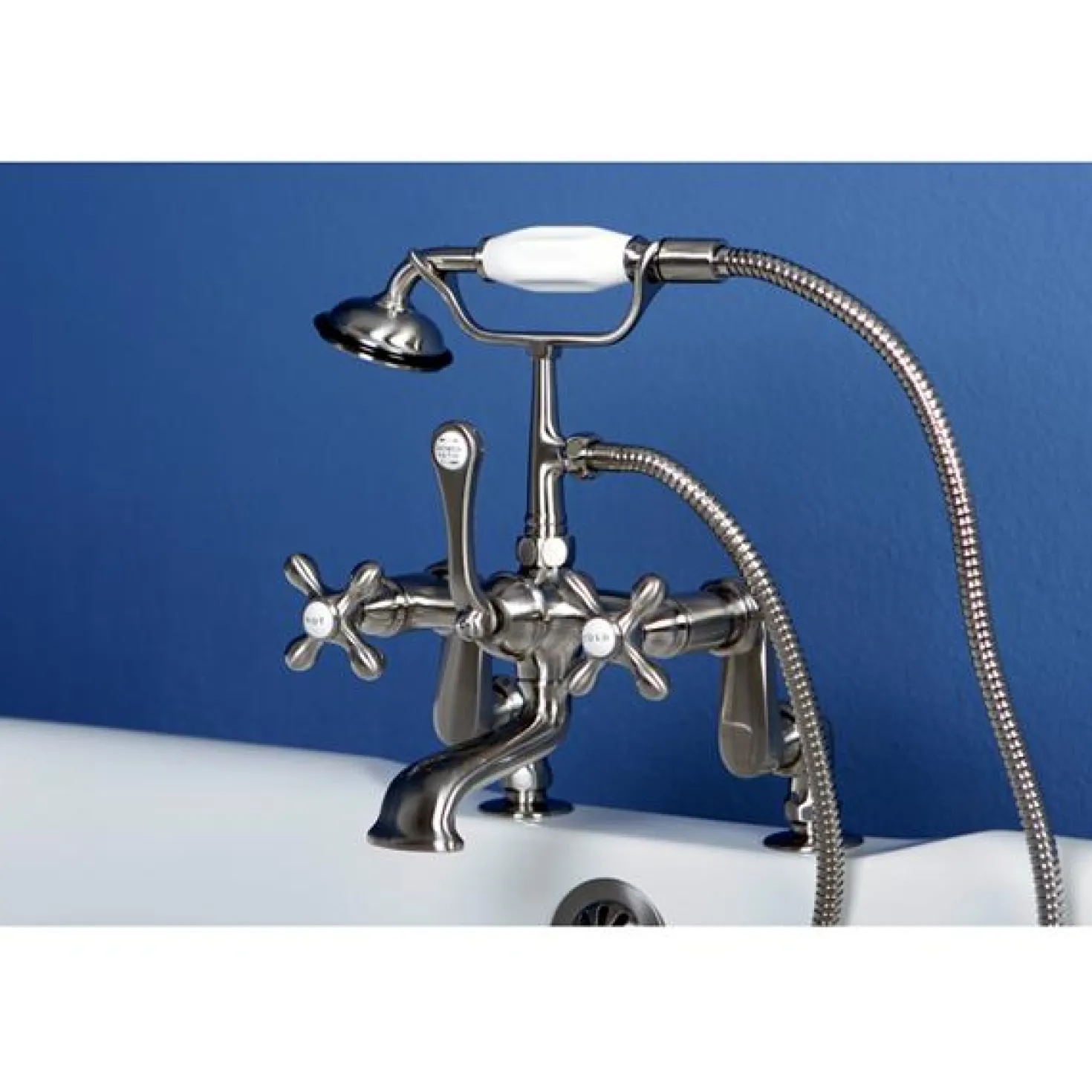 Kingston Brass Vintage 3" to 12" Spread Deck Mount Clawfoot Tub Filler with Hand Shower