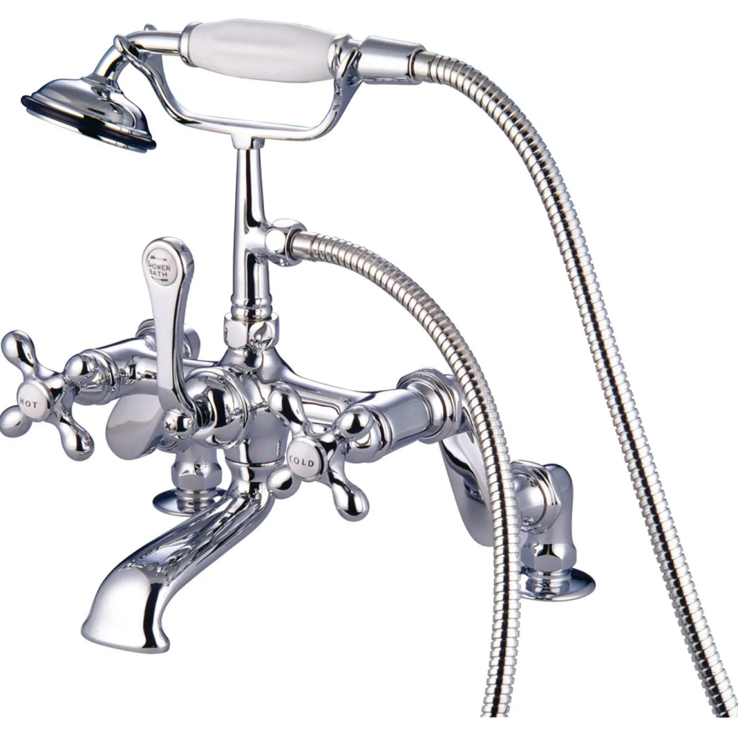 Kingston Brass Vintage 3" to 12" Spread Deck Mount Clawfoot Tub Filler with Hand Shower