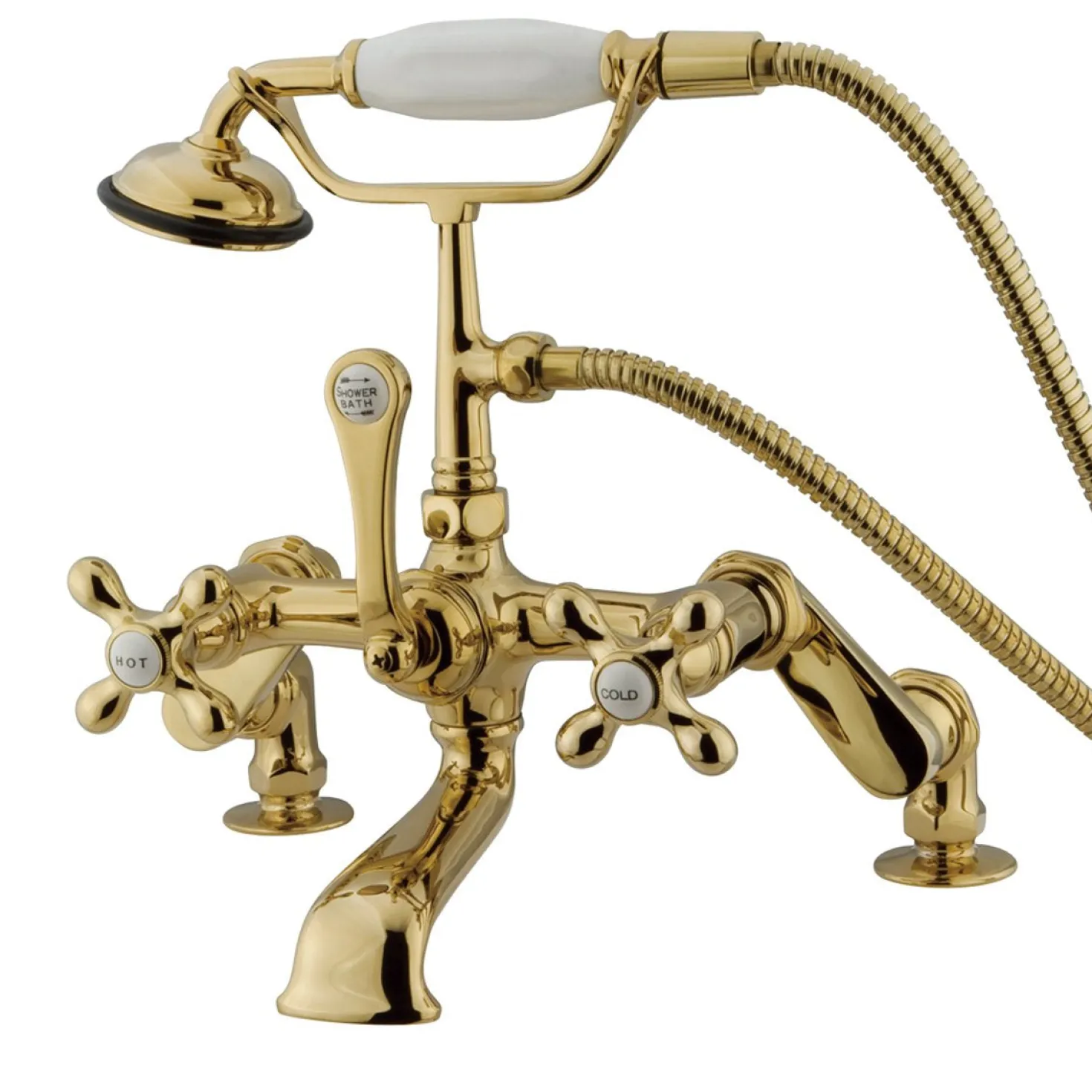 Kingston Brass Vintage 3" to 12" Spread Deck Mount Clawfoot Tub Filler with Hand Shower